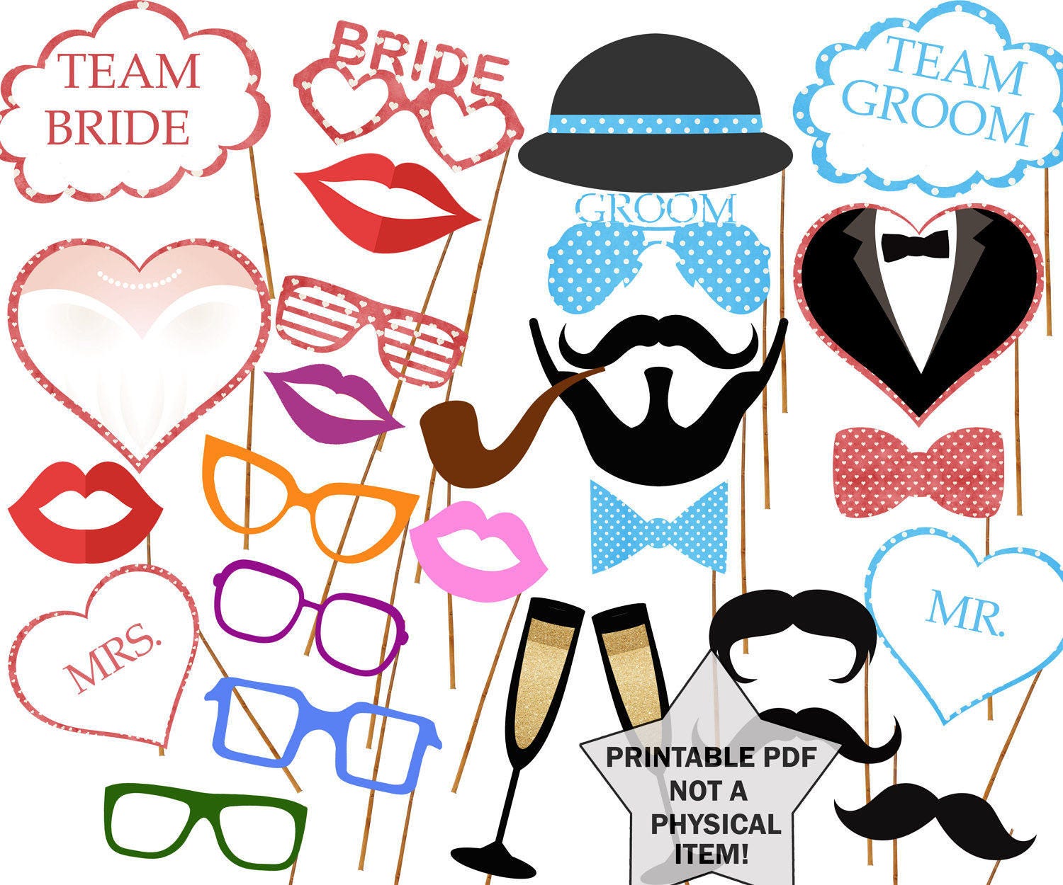 Wedding photo booth on sale props printable pdf