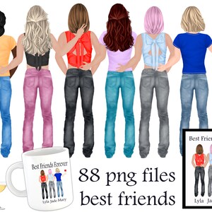 Best Friends Clipart, Sisters Clipart, BFF Clipart, BFF Custom art, Besties clipart, Soul Sisters Clipart, BFF Mug Design