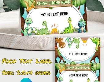 Dinosaur Birthday Party Food Tent Cards: Editable Printable (PDF)
