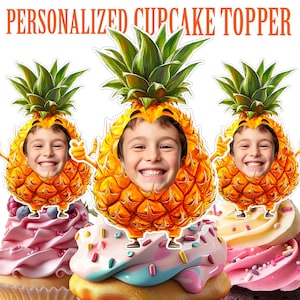 Pineapple Cupcake Topper, Personalized Pineapple Cupcake Topper, Printable Custom Photo  Pineapple Cake Topper, Fruits Birthday Party Decor
