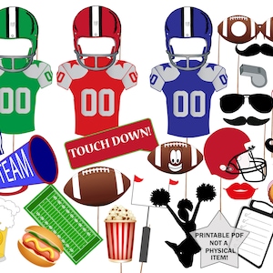 Football Photo Booth Props: &quot;SUPER BOWL PARTY&quot; Sports Photobooth,Football Party,Party Photobooth,Printable Football,Sports party props