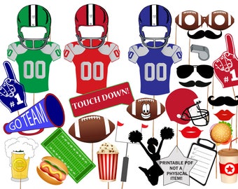 Football Photo Booth Props: Super Bowl Party Decorations (Digital Download)