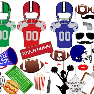 Football Photo Booth Props: &quot;SUPER BOWL PARTY&quot; Sports Photobooth,Football Party,Party Photobooth,Printable Football,Sports party props