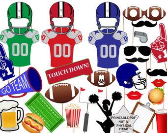 Football Photo Booth Props: "SUPER BOWL PARTY" Sports Photobooth,Football Party,Party Photobooth,Printable Football,Sports party props