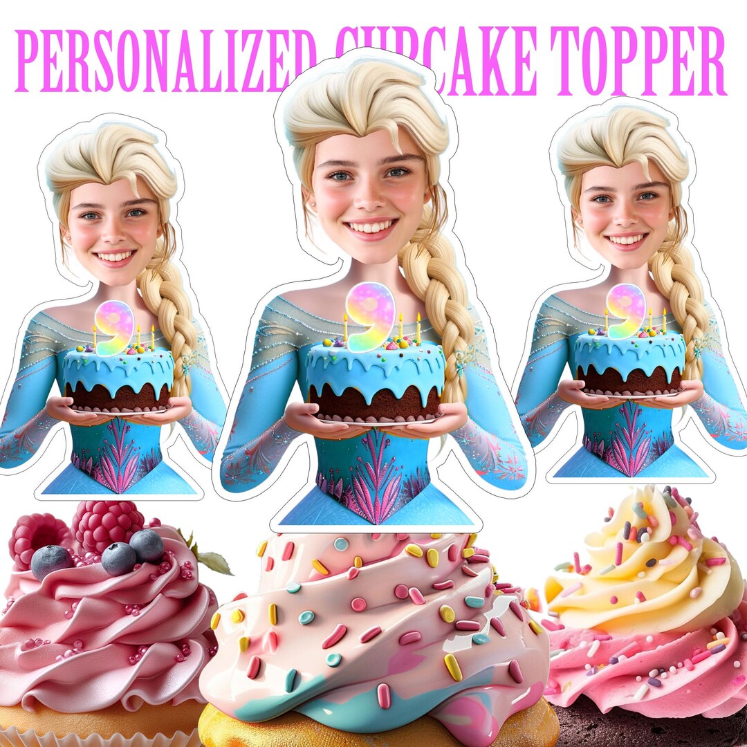 Frozen Elsa Cupcake Topper, Personalized Frozen Elsa Cupcake Topper ...