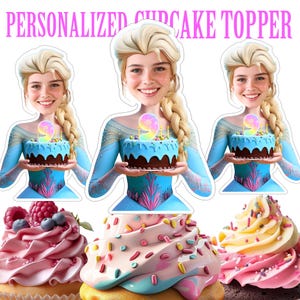 Frozen Elsa Cupcake Topper, Personalized Frozen Elsa Cupcake Topper, Printable Custom Photo Frozen Elsa Cupcake Topper Frozen Birthday Decor