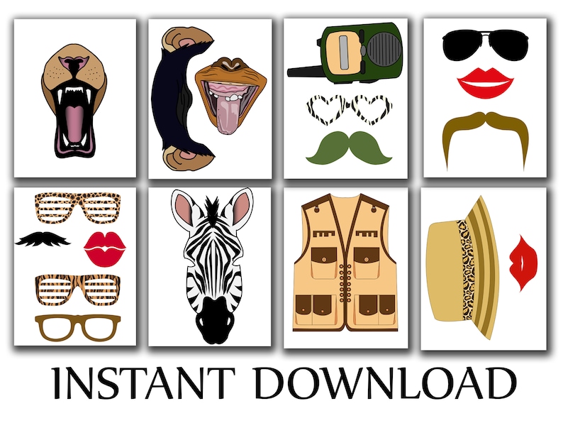 Jungle Safari Photo Booth Props: printable SAFARI - Etsy