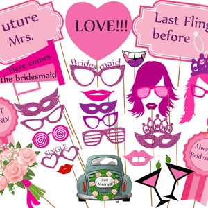 Bachelorette Bridal Shower Photo Booth Props: &quot;PRINTABLE PARTY PROPS&quot; Bride Photobooth Props Funny party prop Bachelorette Party Bride To Be