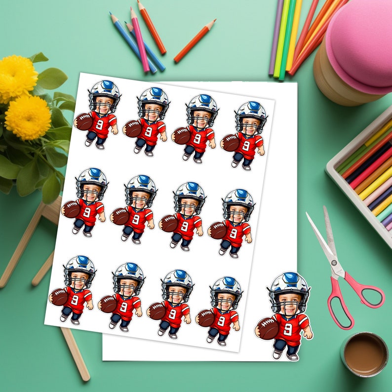 Benutzerdefinierte Foto Fußball Geburtstag Cupcake Toppers (PDF Druckbar