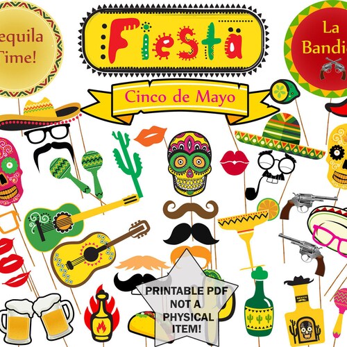 Photo Booth Props Cinco De Mayo Photobooth Props Fiesta - Etsy