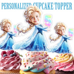 Frozen Elsa Birthday Cupcake Topper, Personalized Frozen Elsa Cupcake Topper, Printable Custom Photo Frozen Cupcake Topper Frozen Birthday
