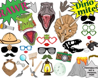 Dinosaurie-fotobåsrekvisita: Barnfestdekorationer (utskrivbar PDF)