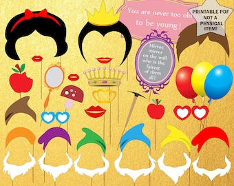 Snow White Photo Booth Props: Princess Party (Printable PDF)