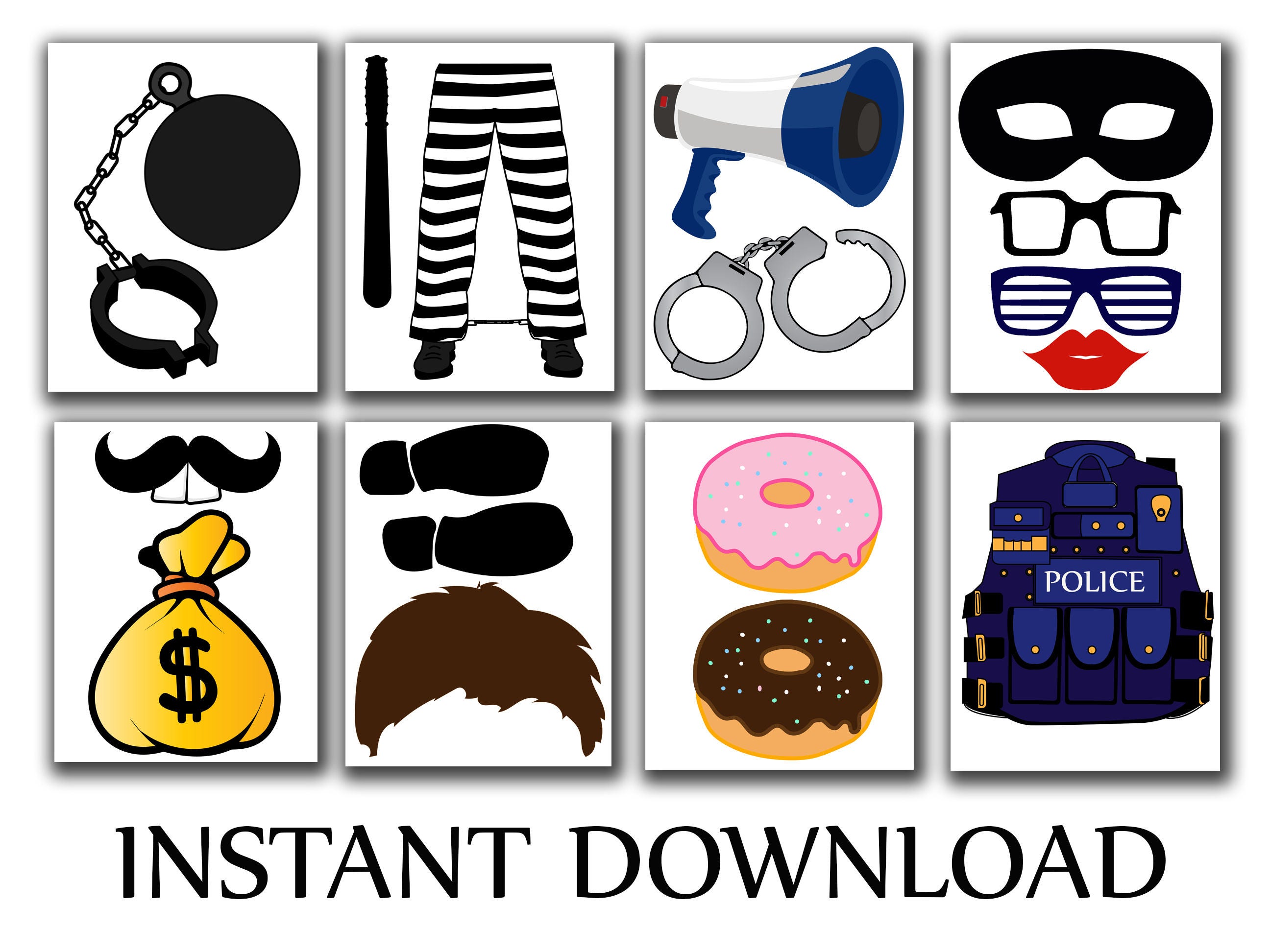 Printable Police Robber Photo Booth Props FIESTA DE LA Etsy España