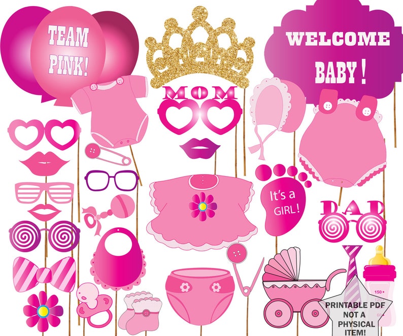 Baby Shower Photo Booth Props girl BABY Shower Etsy