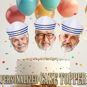 Sailor Party Hut Kopf Foto Cupcake Toppers, personalisierte Sailor Kuchendeckel, druckbare benutzerdefinierte Foto Cupcake Topper, Geburtstagsdeko