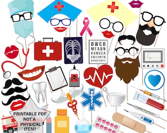 Doctor Party Printable Photo Booth Props Nurse Photo Booth - Etsy