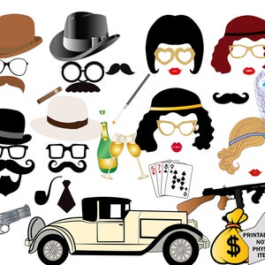 Prohibition Photo Booth props: &quot;GREAT GATSBY PROPS&quot; 20s Party Photobooth Props,Roaring 20s party,Gangster party props, Prohibition party
