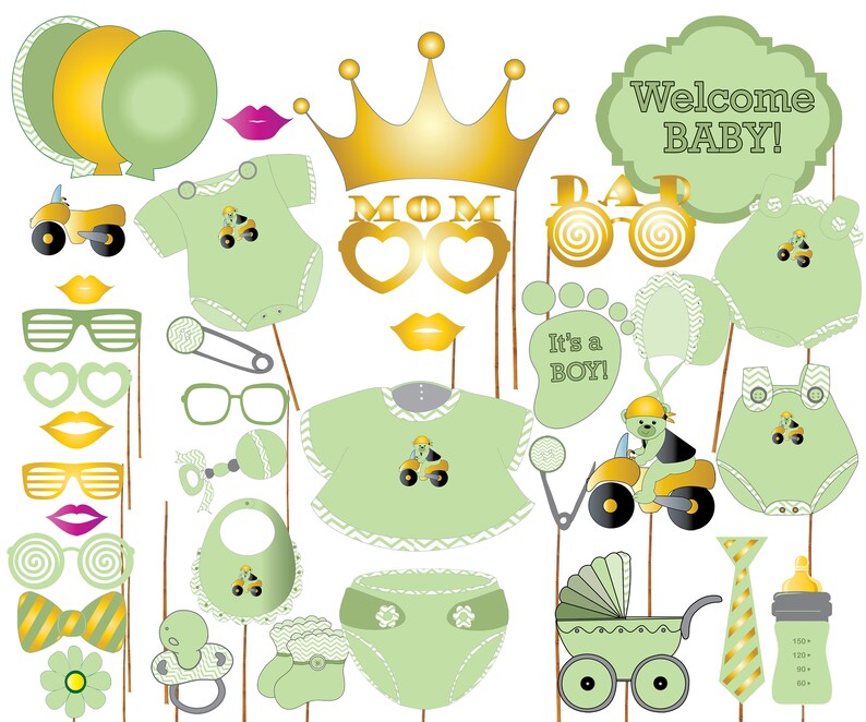 Baby Shower Photo Booth Props boy BABY Shower It's A Boyl Booth Props