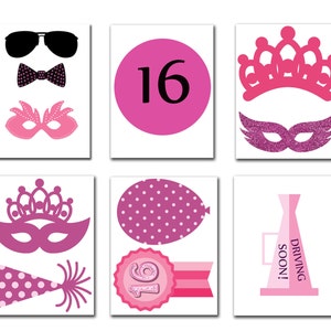 Sweet 16 Photo Booth Props: SWEET 16 PHOTOBOOTH Sweet sixteen props Printable sweet 16 Birthday party props 16th birthday sweet 16 party image 3