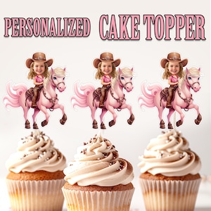 Cowboy Cupcake Topper, Personalized Cowboy Cupcake Topper, Printable Custom Photo Cowboy Cupcake Topper, Birthday Decor, Wild West Toppers
