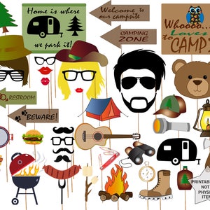 Camping Party Photo Booth Props: printable CAMPING Props Camper Photo ...