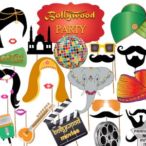 Bollywood Party Photo booth Props: &quot;BOLLYWOOD WEDDING&quot; India Photo Booth Props Printable Party Props Bollywood movies Bollywood props