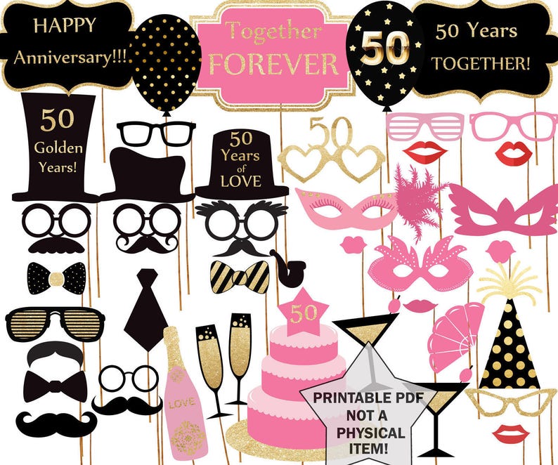 50th Anniversary Party Photo Booth Prop: anniversary Props Party ...
