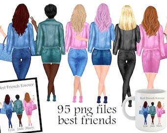 Beste Freunde Clipart, Schwester Clipart, BFF Clipart, BFF Custom Art, Besties Clipart, Soul Sisters Clipart, BFF Mug Design