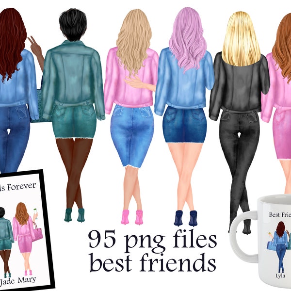 Best Friends Clipart, Sisters Clipart, BFF Clipart, BFF Custom art, Besties clipart, Soul Sisters Clipart, BFF Mug Design