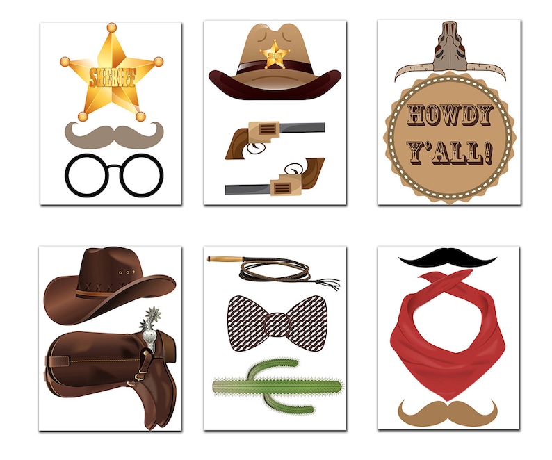 Cowboy Photo Booth Props WESTERN PARTY PROPS Wild West Party Photo