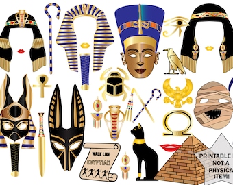 Accessoires pour photomaton sur l'Égypte ancienne : décorations de fête égyptiennes (téléchargement numérique)