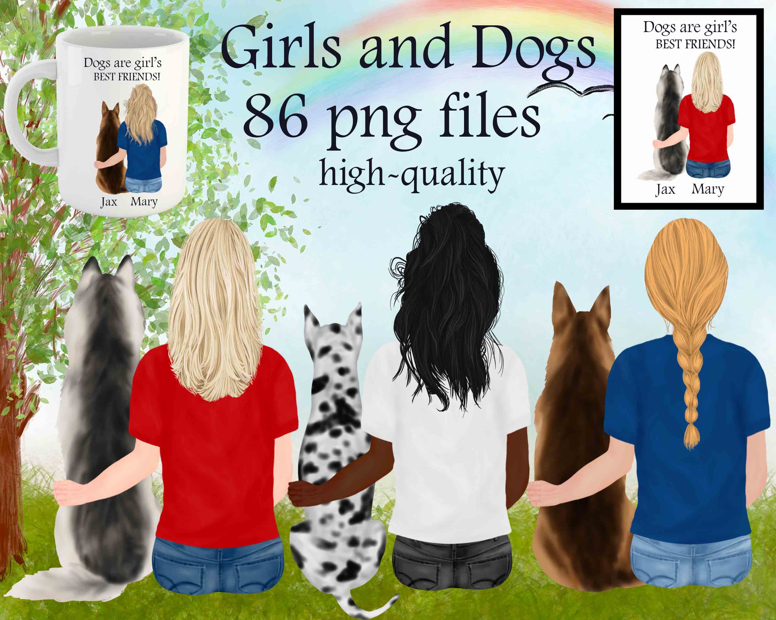 Girl and Dog Drawing - Etsy Girl and Dog Drawing - Etsy