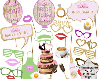 Printable Bridal Shower Photo Booth Props Bride Photobooth | Etsy