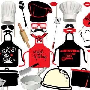 Baking Photobooth Party Props: &quot;CHEF PARTY PROPS&quot;  Little Chef ,Kitchen Party Props,Cooking Props,Chef Photo Props,Chef Photobooth Props