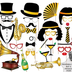 Gatsby Photo Booth Props: 1920s Party Decorations (Digital Download)