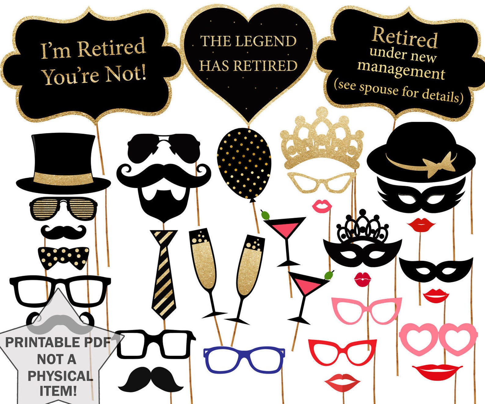 Retirement Photo Booth Props printable PARTY Props Retirement