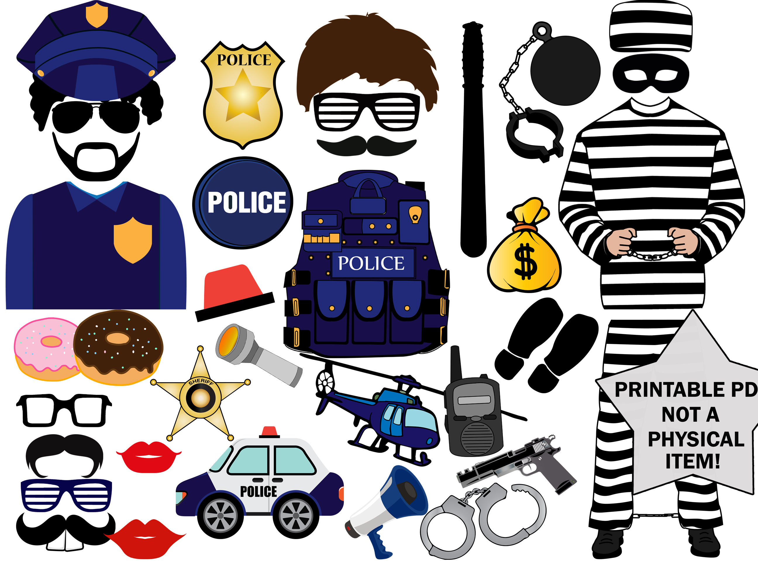 Printable Police Robber Photo Booth Props: police Party Cops and ...