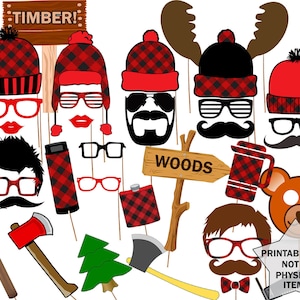 Lumberjack Photo Booth Props: &quot;PARTY PHOTO BOOTH&quot; Lumberjack props Party supplies Printable pdf Lumberjack printable lumberjack party