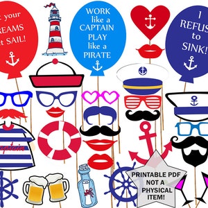 Nautical Party Photo booth Props: PRINTABLE PARTY PROPS Sailor Party Photo Booth Prop Navy Party Printable Nautical Bachelorette Hen Party image 1