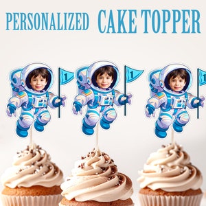 Astronaut Cupcake Topper, Personalized Astronaut Face Cupcake Topper, Printable Custom Photo Astronaut Cupcake Topper, Birthday Decor
