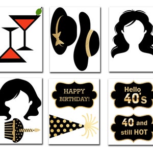 40th Birthday Photo Booth Props: "printable PARTY Props" Party Supplies ...