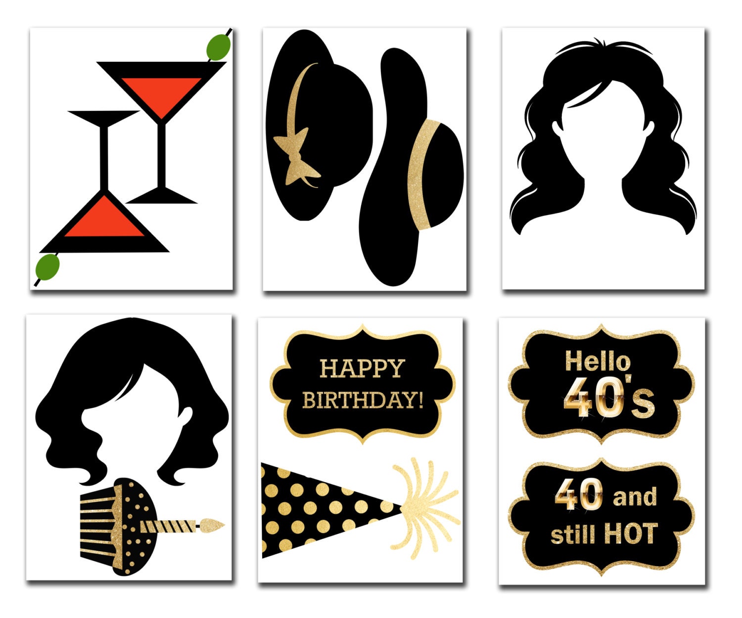 40th Birthday Photo Booth Props: printable PARTY Props Party Supplies ...