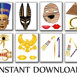 Ancient Egypt Photo Booth Props: EGYPT THEME PARTY Eyptian photo booth,Egyptian party,Pharaoh photo booth,Printable photobooth,King Tut image 3