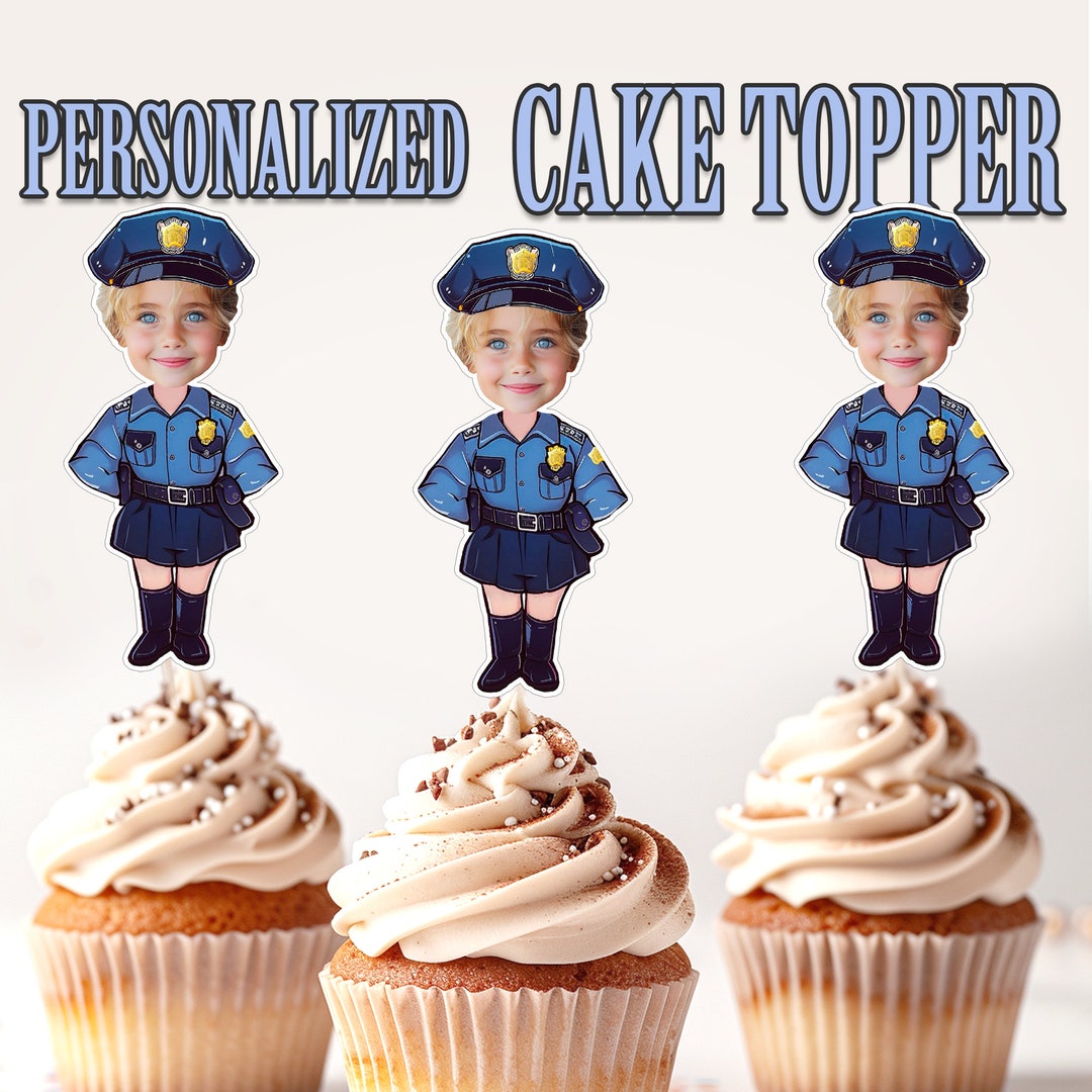 Policewoman Cupcake Topper, Personalized Policewoman Face Cupcake ...