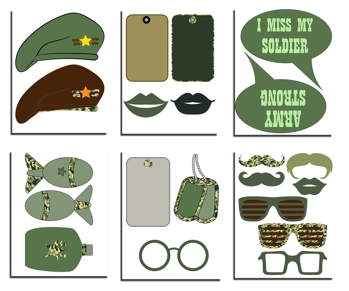 Army Photo Booth Props: Military Party Decorations (digital Download ...