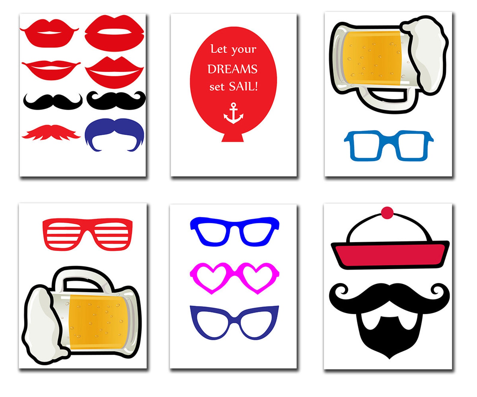 Nautical Party Photo Booth Props printable PARTY Props Sailor Party