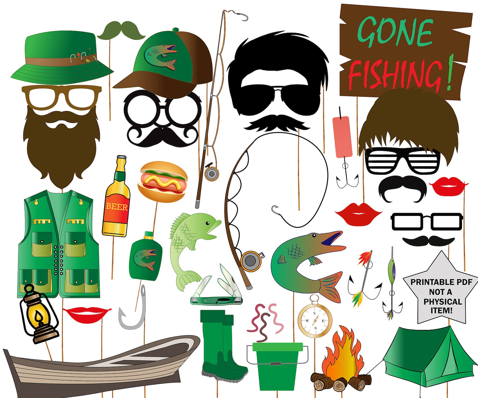 Fishing Photo Booth Prop fishing PARTY Props Printable Fishing Photo