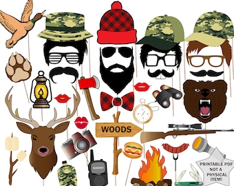 Hunting Photo Booth Props: 40 Printable Adventure Props (Digital Download)