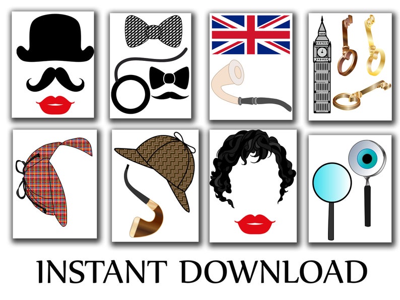 Sherlock Holmes Photo Booth Props detectives PHOTO Booth Clue Birthday